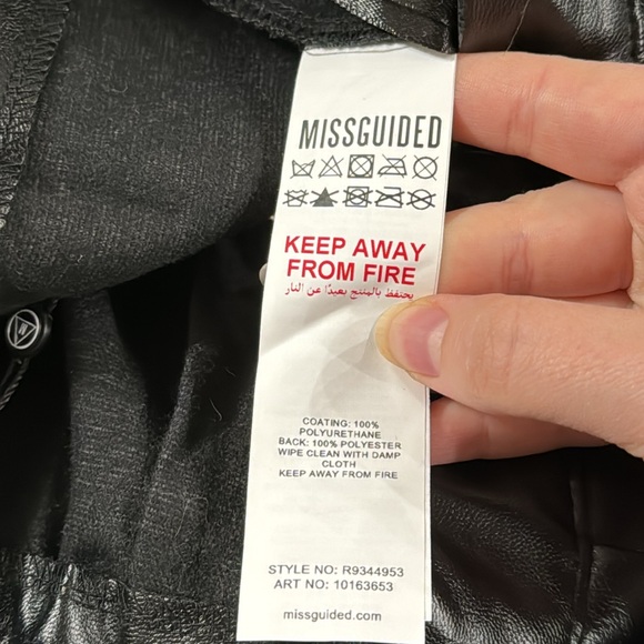 Missgurded black Co Ord Side Split Faux Leather trousers pants, size 2 - Picture 11 of 12